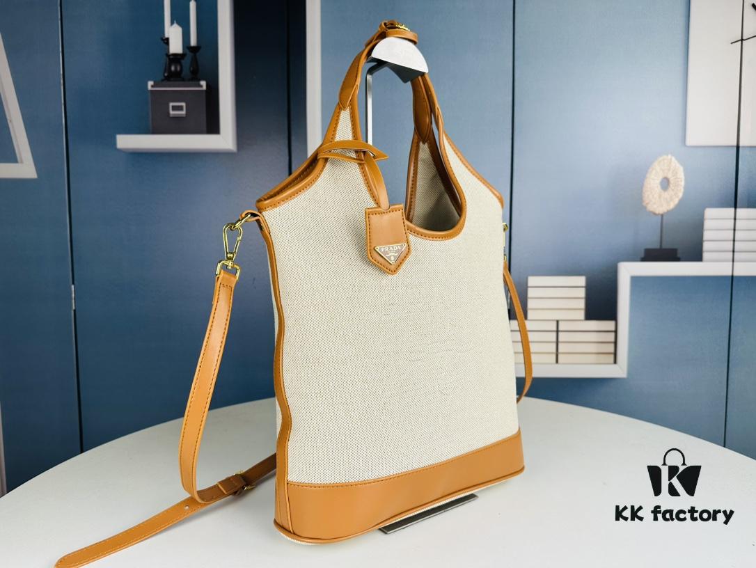 6930b5376e68136f4d9ade06 Large Size Prada New Linen Blend Tote Bag
