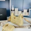 Prada Hobo Combo Straw Woven Limited Edition Three-in-One Small Size Beach Bag with Box