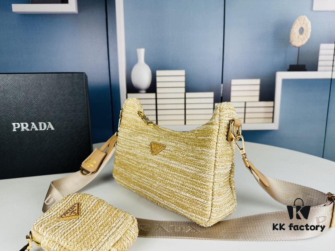 6930b54b6e68136f4d9ade31 Large Size Prada Hobo Combo Raffia Woven Limited Edition Three-in-One Beach Bag with Box