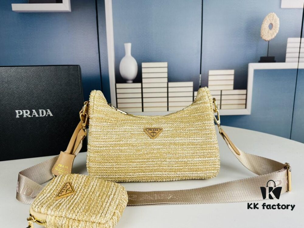 6930b54b6e68136f4d9ade32 Large Size Prada Hobo Combo Raffia Woven Limited Edition Three-in-One Beach Bag with Box