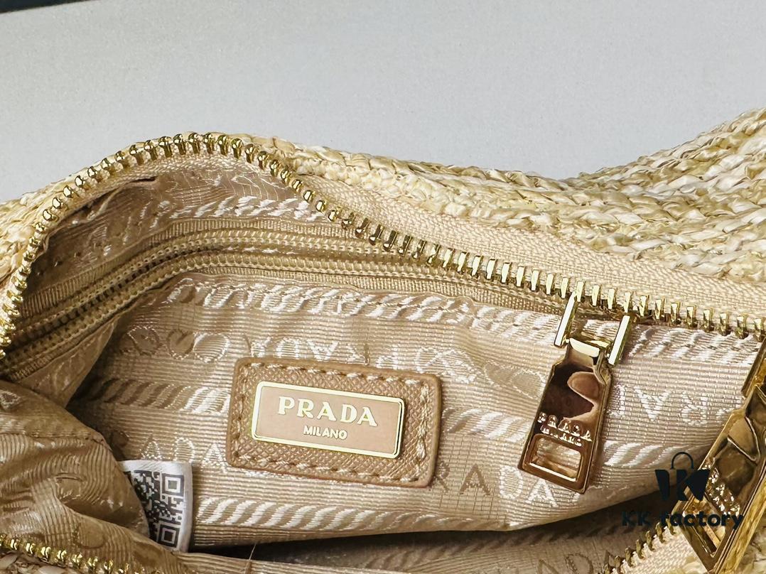 Prada Hobo Combo Straw Woven Limited Edition Three-in-One Small Size Beach Bag with Box