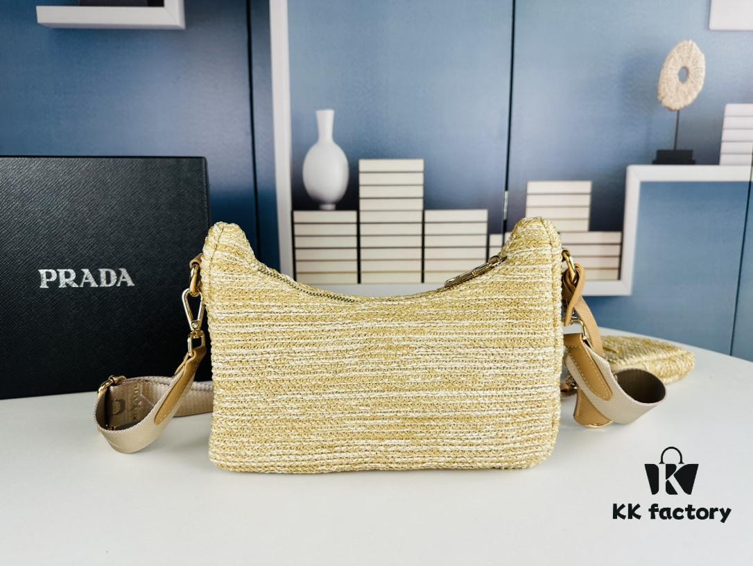 6930b54d6e68136f4d9ade35 Large Size Prada Hobo Combo Raffia Woven Limited Edition Three-in-One Beach Bag with Box