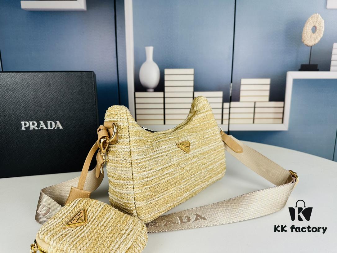6930b54d6e68136f4d9ade36 Large Size Prada Hobo Combo Raffia Woven Limited Edition Three-in-One Beach Bag with Box
