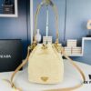 6930b5506e68136f4d9ade3b Prada Raffia Woven Bucket Bag with Box