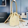 6930b5506e68136f4d9ade3c Prada Raffia Woven Bucket Bag with Box