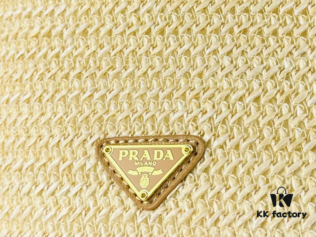 6930b5536e68136f4d9ade42 Prada Raffia Woven Bucket Bag with Box