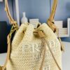 6930b5536e68136f4d9ade43 Prada Raffia Woven Bucket Bag with Box