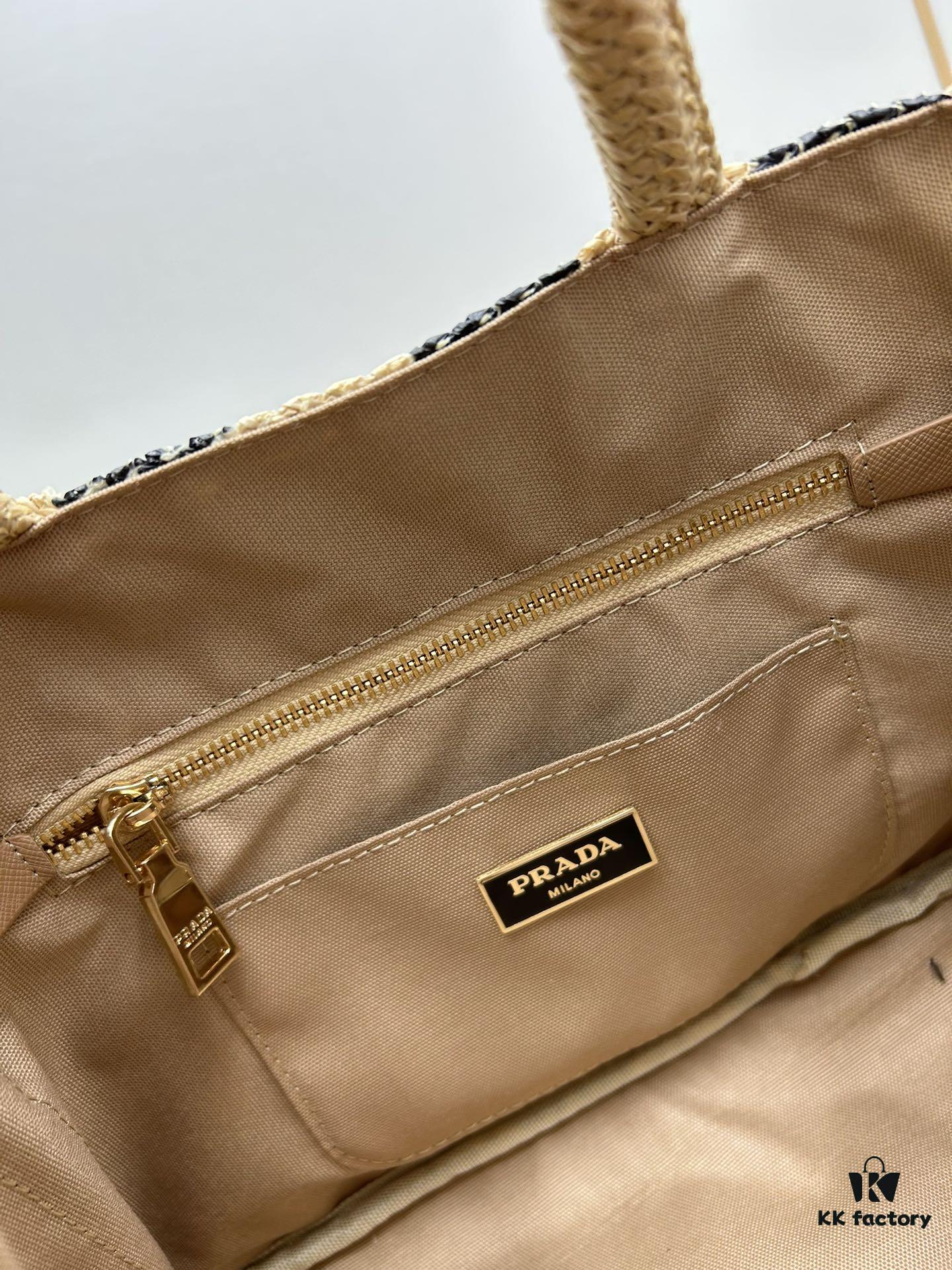 6930b5ba6e68136f4d9adefa Prada Beautiful Wicker Basket Bag, Embrace the Summer with the Prada Raffia and Leather Tote