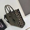 6930b5c86e68136f4d9adf12 New Large PRADA Embroidered Fabric Tote Bag (Medium Size) with Long Adjustable Saffiano Leather Strap
