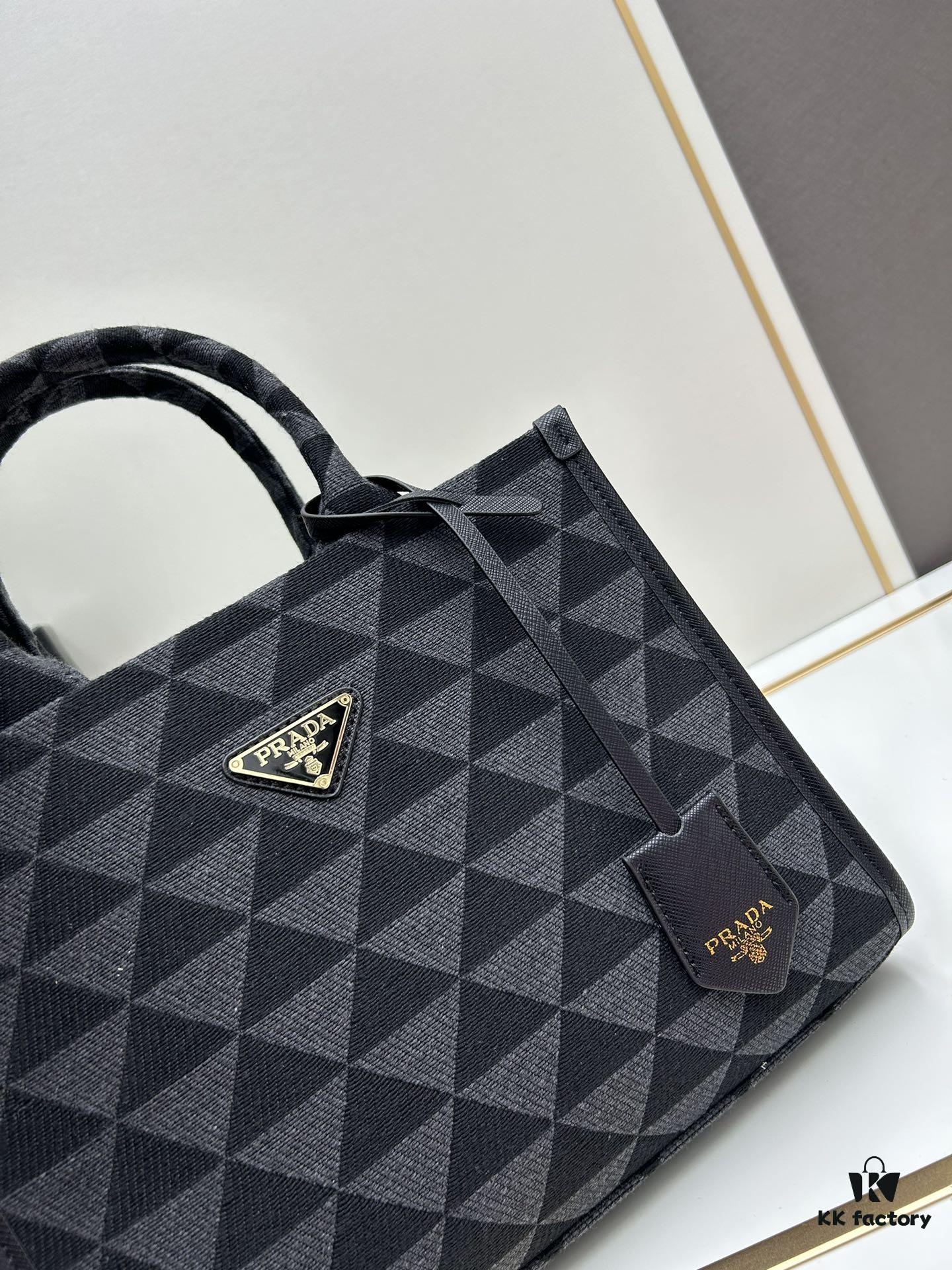 6930b5ce6e68136f4d9adf1a New Medium Prada Embroidered Fabric Tote Bag (with Long Shoulder Strap)
