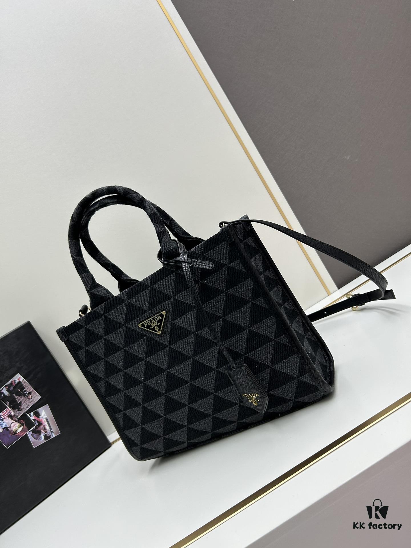 6930b5ce6e68136f4d9adf1b New Medium Prada Embroidered Fabric Tote Bag (with Long Shoulder Strap)