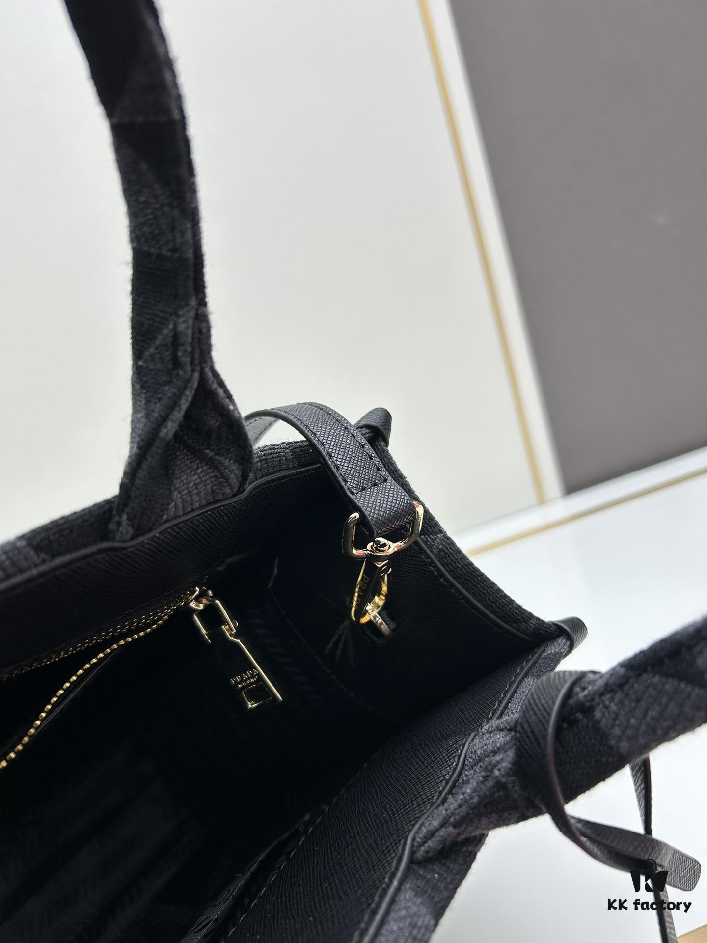 6930b5ce6e68136f4d9adf1d New Medium Prada Embroidered Fabric Tote Bag (with Long Shoulder Strap)