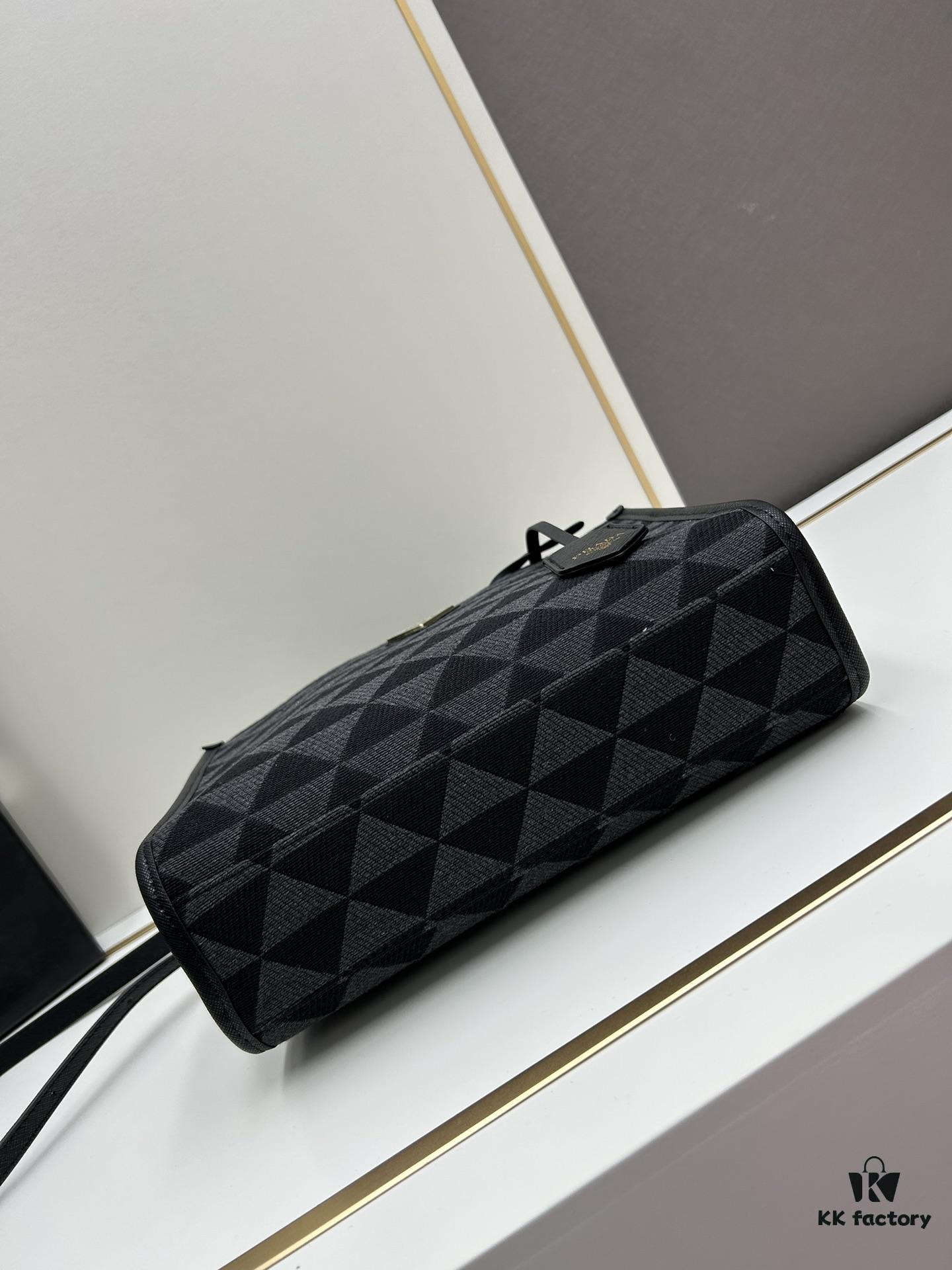 6930b5ce6e68136f4d9adf1e New Medium Prada Embroidered Fabric Tote Bag (with Long Shoulder Strap)