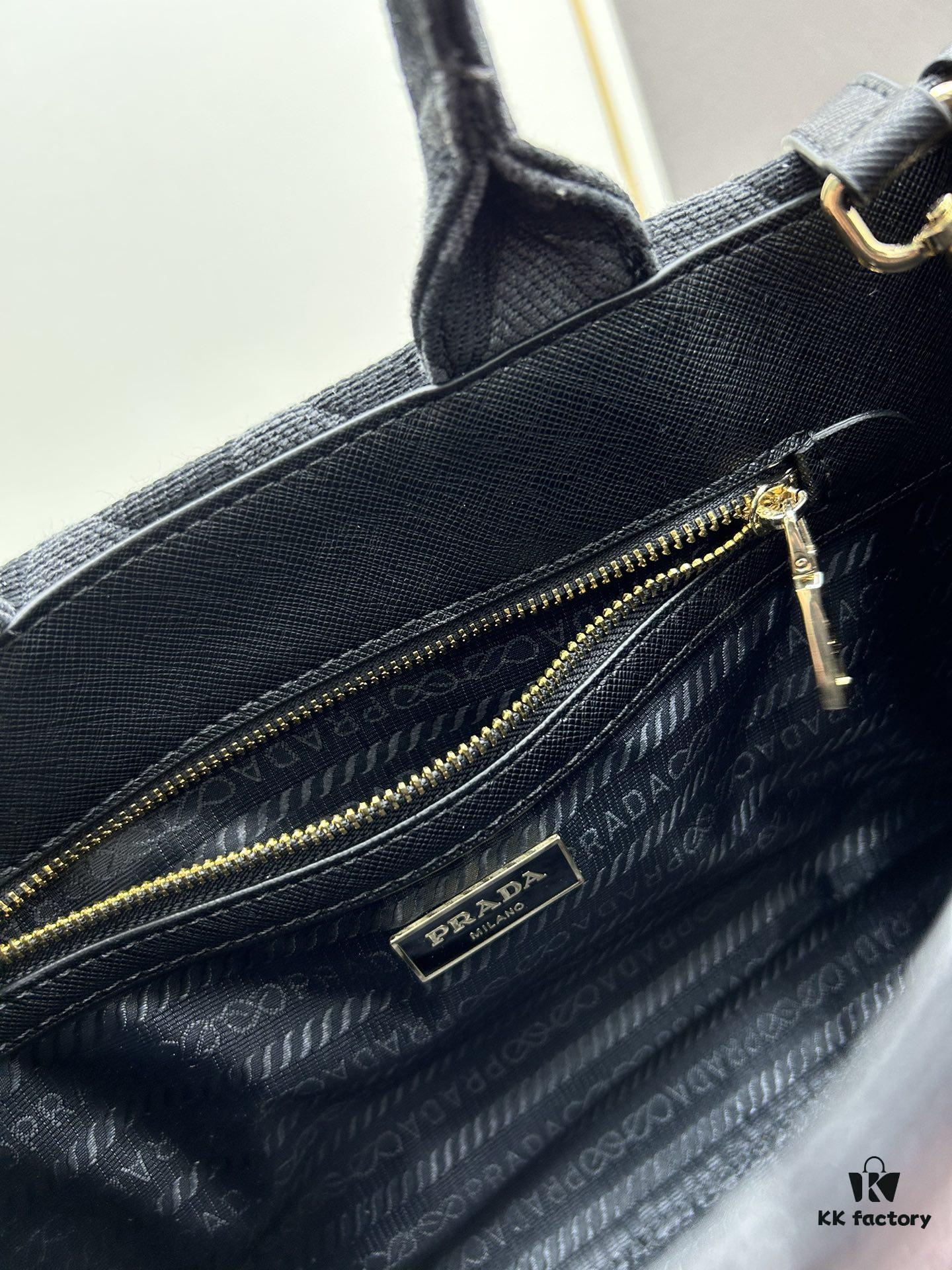 6930b5d16e68136f4d9adf21 New Medium Prada Embroidered Fabric Tote Bag (with Long Shoulder Strap)