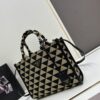 6930b5d16e68136f4d9adf22 New Medium Prada Embroidered Fabric Tote Bag with Long Shoulder Strap