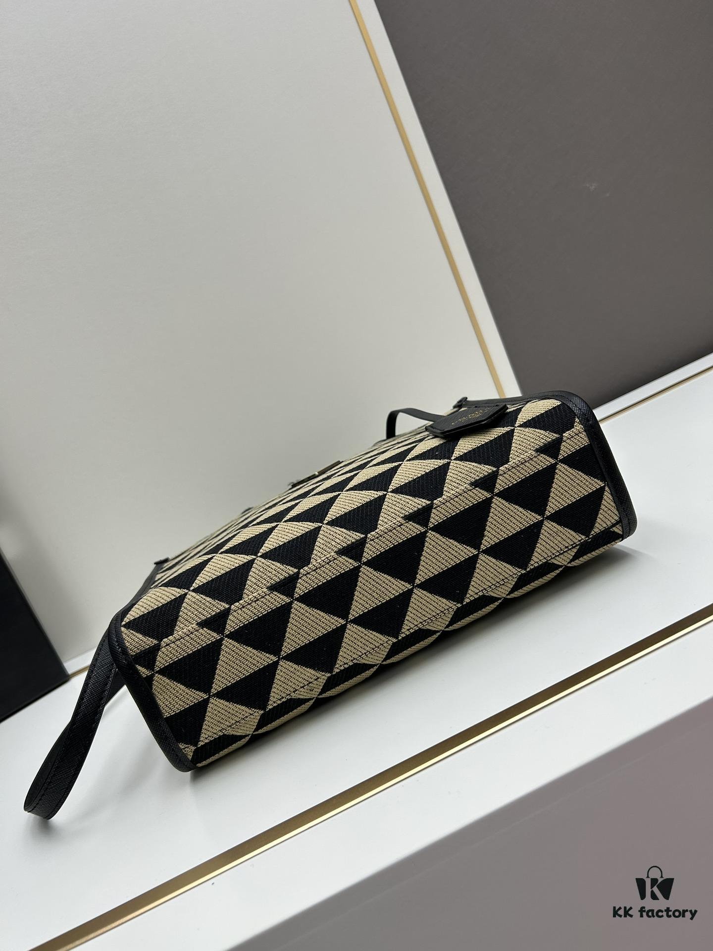 6930b5d46e68136f4d9adf25 New Medium Prada Embroidered Fabric Tote Bag with Long Shoulder Strap