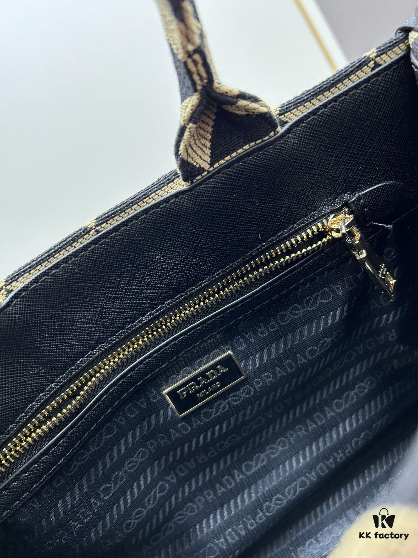 6930b5d56e68136f4d9adf29 New Medium Prada Embroidered Fabric Tote Bag with Long Shoulder Strap