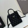 6930b5d56e68136f4d9adf2a New Small Model Prada Embroidered Fabric Tote Bag Medium Size with Box (with Long Strap)