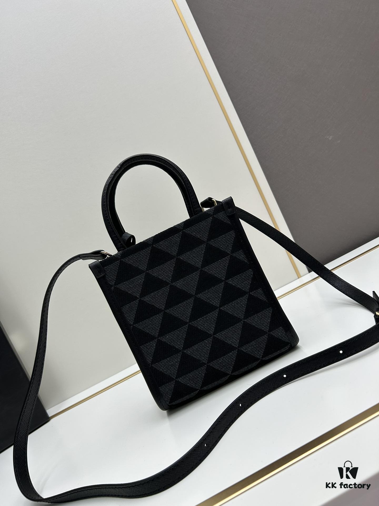 6930b5d76e68136f4d9adf2d New Small Model Prada Embroidered Fabric Tote Bag Medium Size with Box (with Long Strap)
