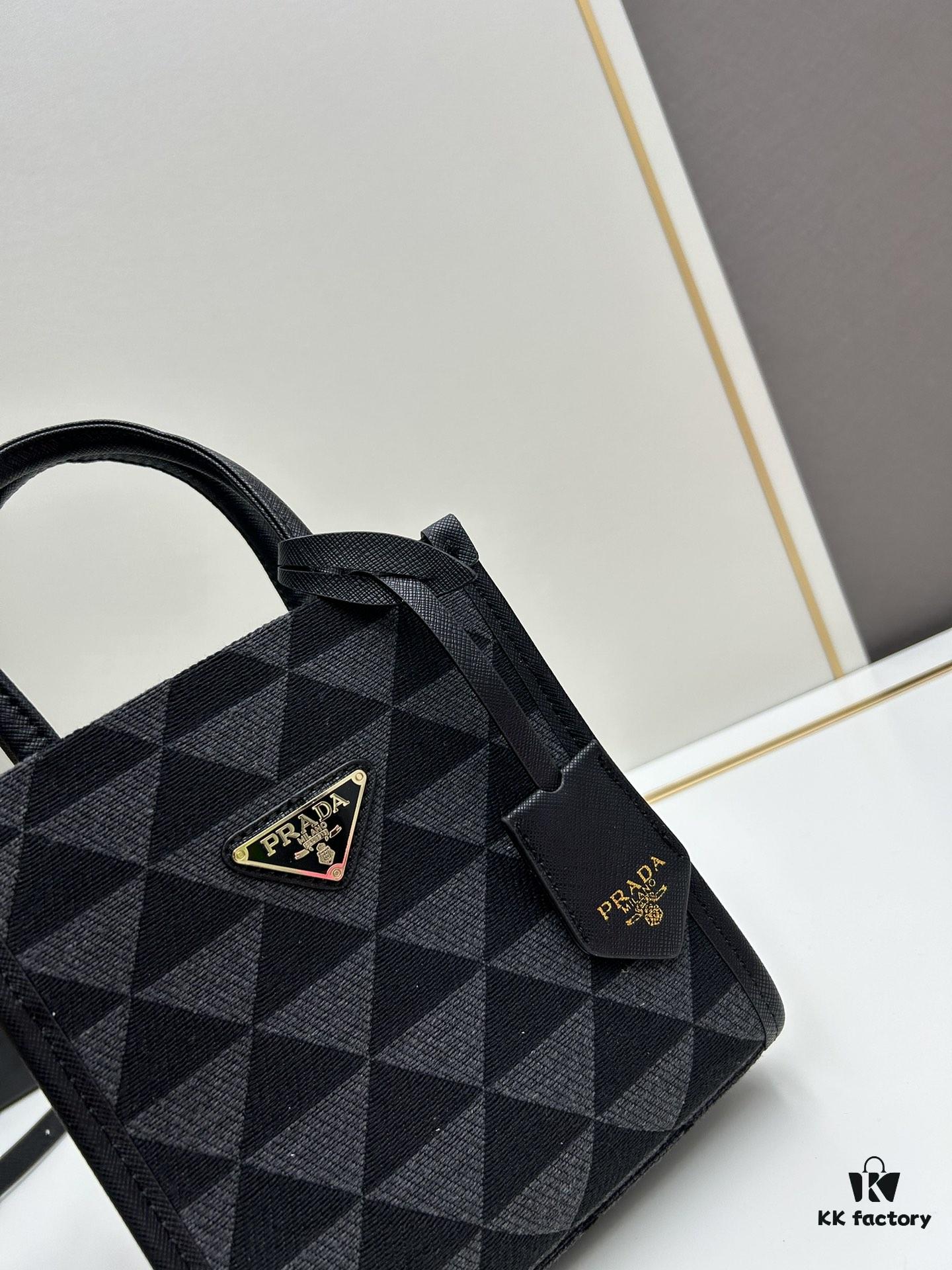 6930b5d76e68136f4d9adf2e New Small Model Prada Embroidered Fabric Tote Bag Medium Size with Box (with Long Strap)