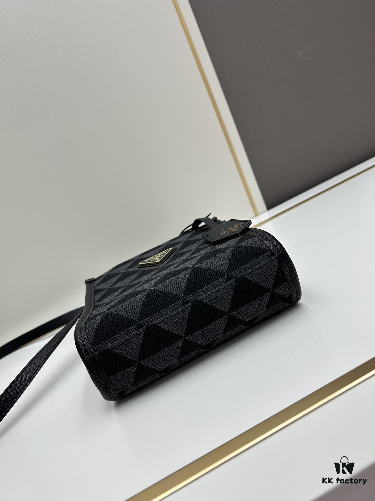 6930b5d86e68136f4d9adf2f New Small Model Prada Embroidered Fabric Tote Bag Medium Size with Box (with Long Strap)