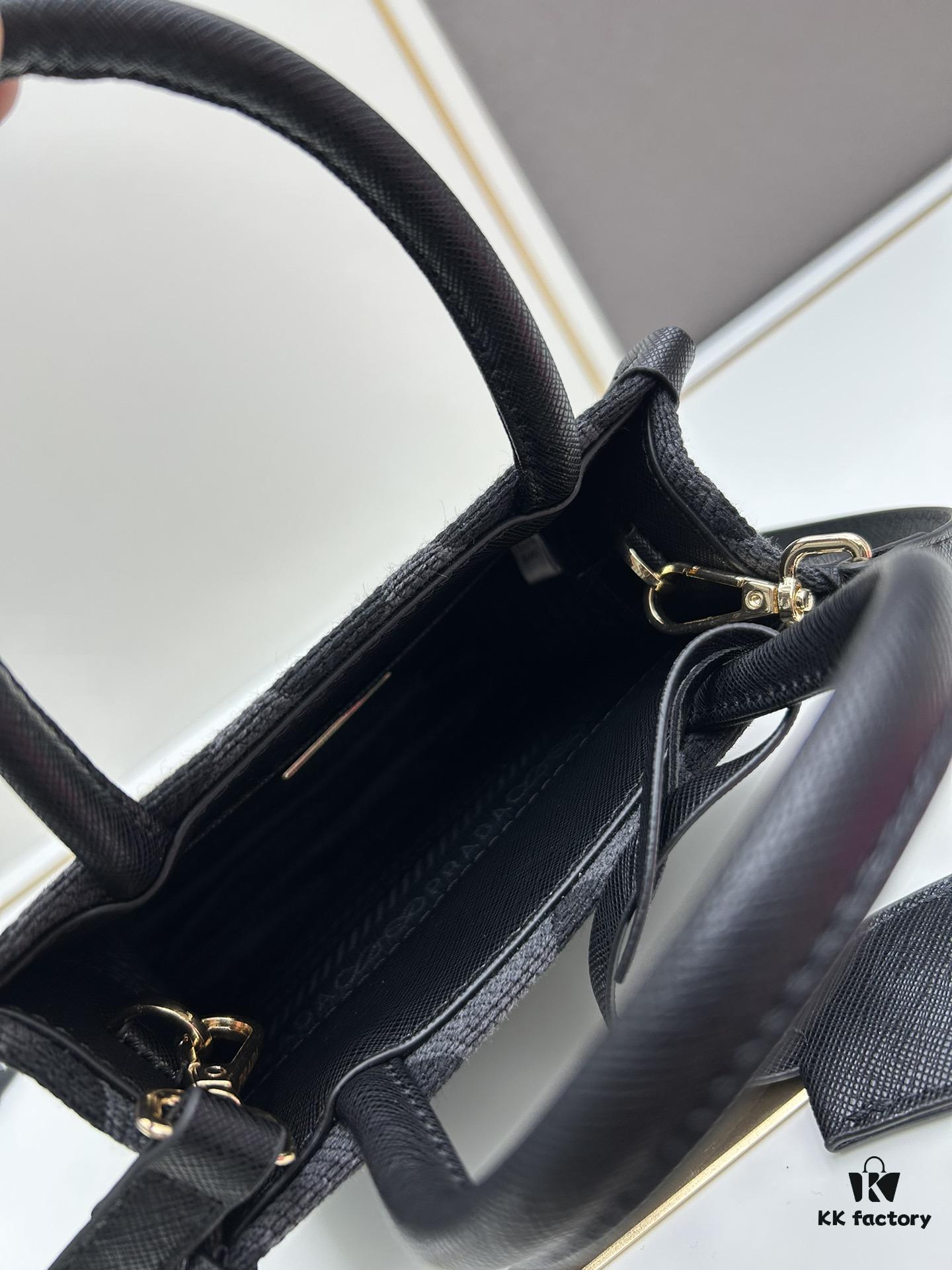 6930b5da6e68136f4d9adf31 New Small Model Prada Embroidered Fabric Tote Bag Medium Size with Box (with Long Strap)