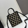 New Small Size Prada Embroidered Fabric Tote Bag Medium (with Box) with Long Strap