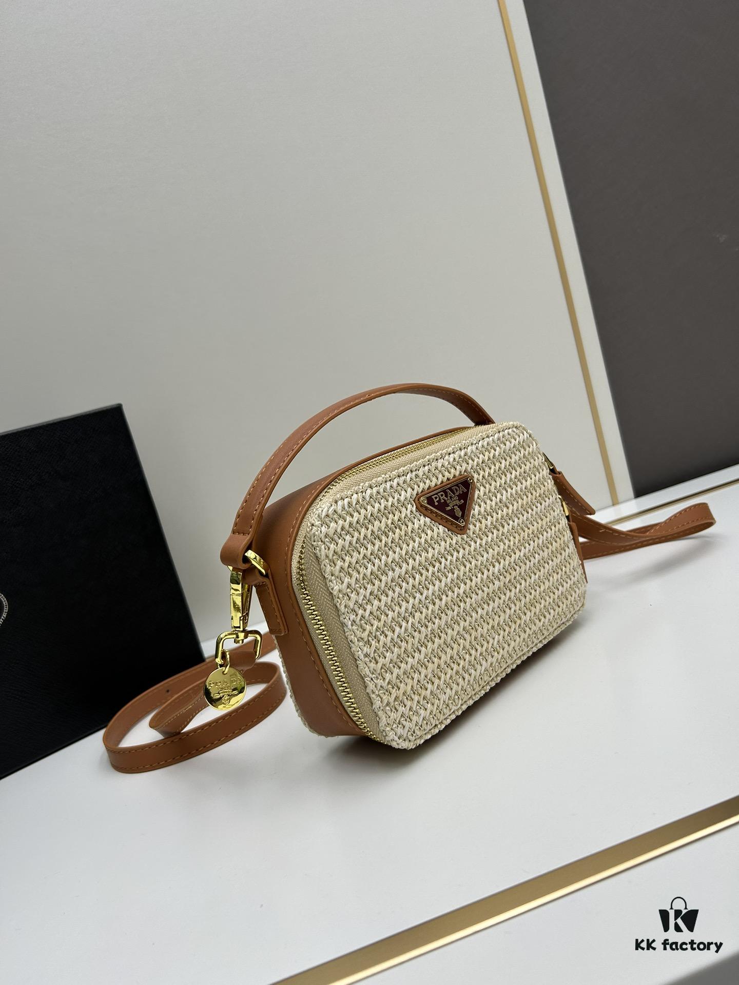 PRADA Woven Style Beautiful Bag with Box, Size 19x12x6, Model No. 2427