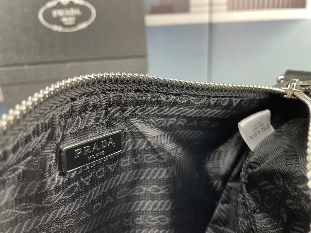 Prada 21K Tri-Fold Cross Texture Triangle Bag with Box