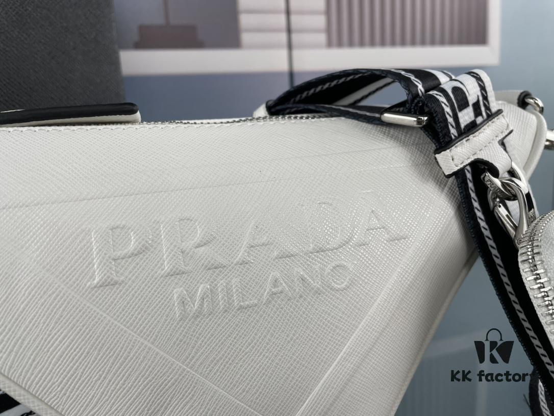 6930b6076e68136f4d9adf7f Prada 21K Tri-Fold Cross Texture Triangle Bag with Box
