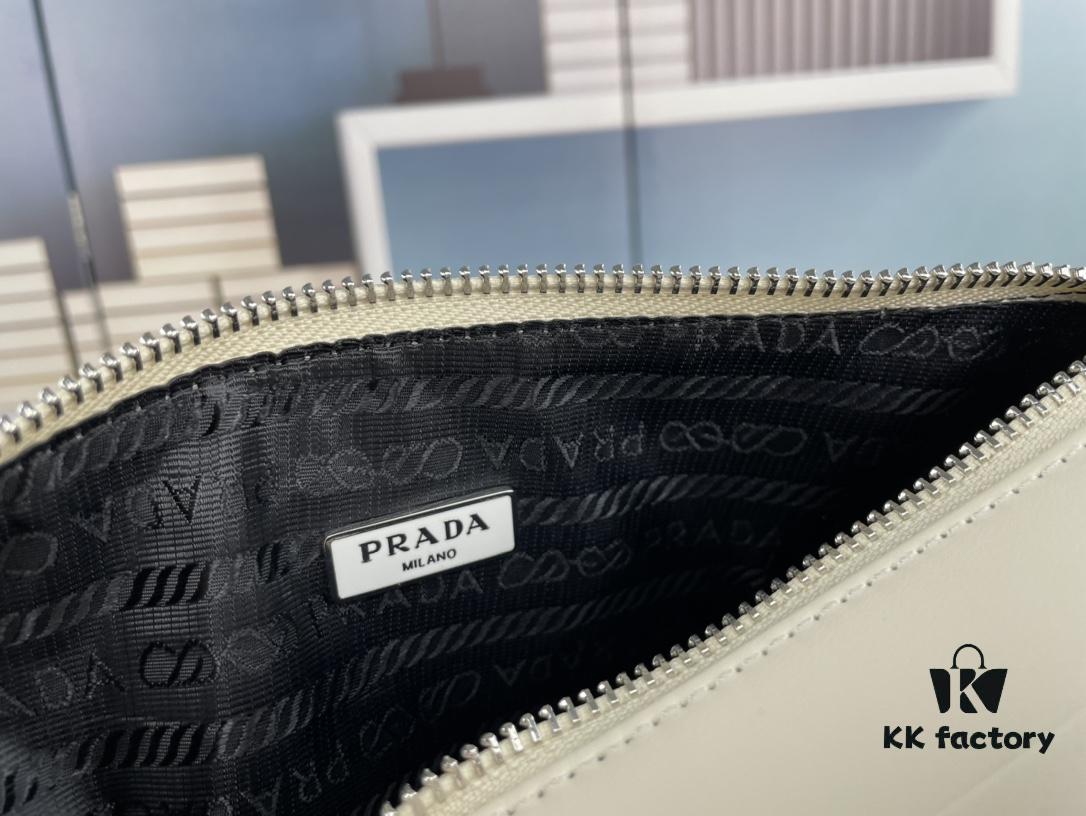 Prada 21K Tri-Fold Triangle Bag with Box, Plain Weave