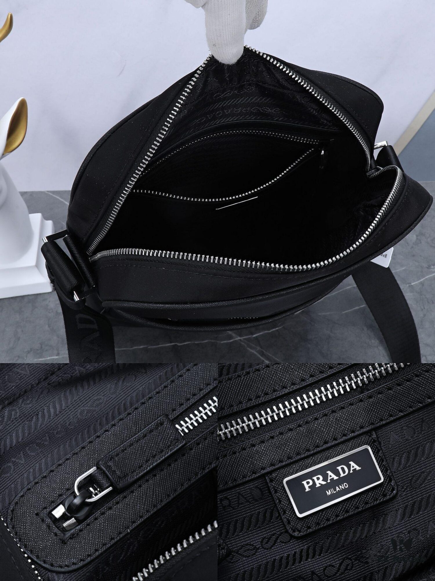 6930b6446e68136f4d9adfe6 PRADA Men's Single Shoulder Bag, Classic Official Bestseller, Lightweight Original Waterproof Fabric, Model 002 Size: W24 x H28 x D8