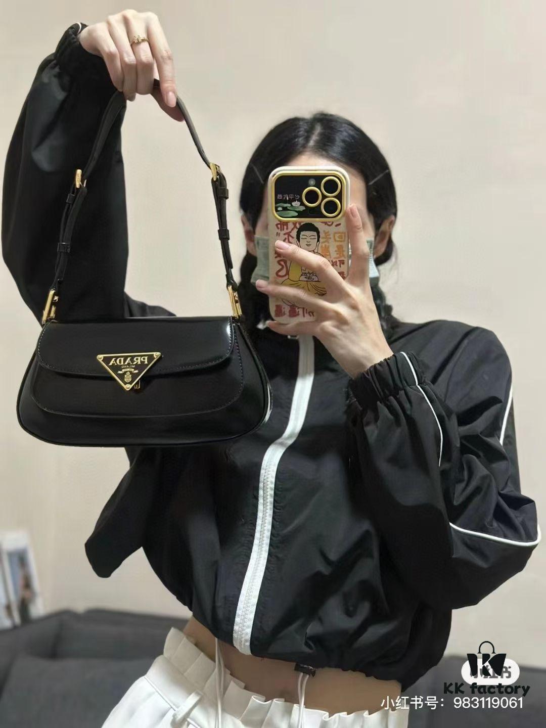 6930b6566e68136f4d9ae006 PRADA New Style Baguette Shoulder Bag (Box Included) Size 24x12x4, Model No. 817, Full Grain Leather Version