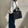 6930b6686e68136f4d9ae023 Prada-Inspired Palm Leaf and Leather Woven Tote Bag – Vacation-Ready Fashion, Handheld or Shoulder Carry