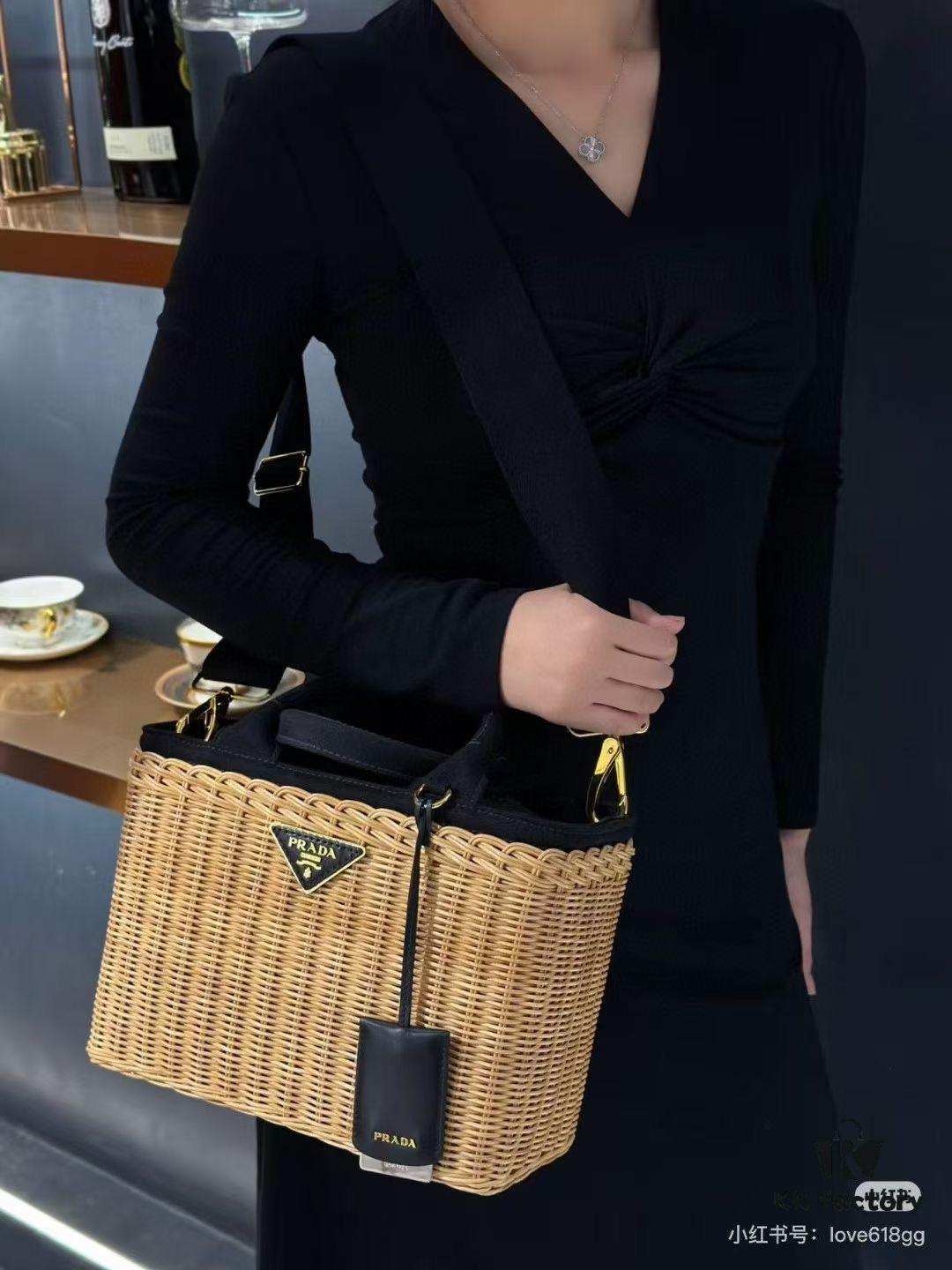 6930b66c6e68136f4d9ae02a Prada-Inspired Palm Leaf and Leather Woven Tote Bag – Vacation-Ready Fashion, Handheld or Shoulder Carry