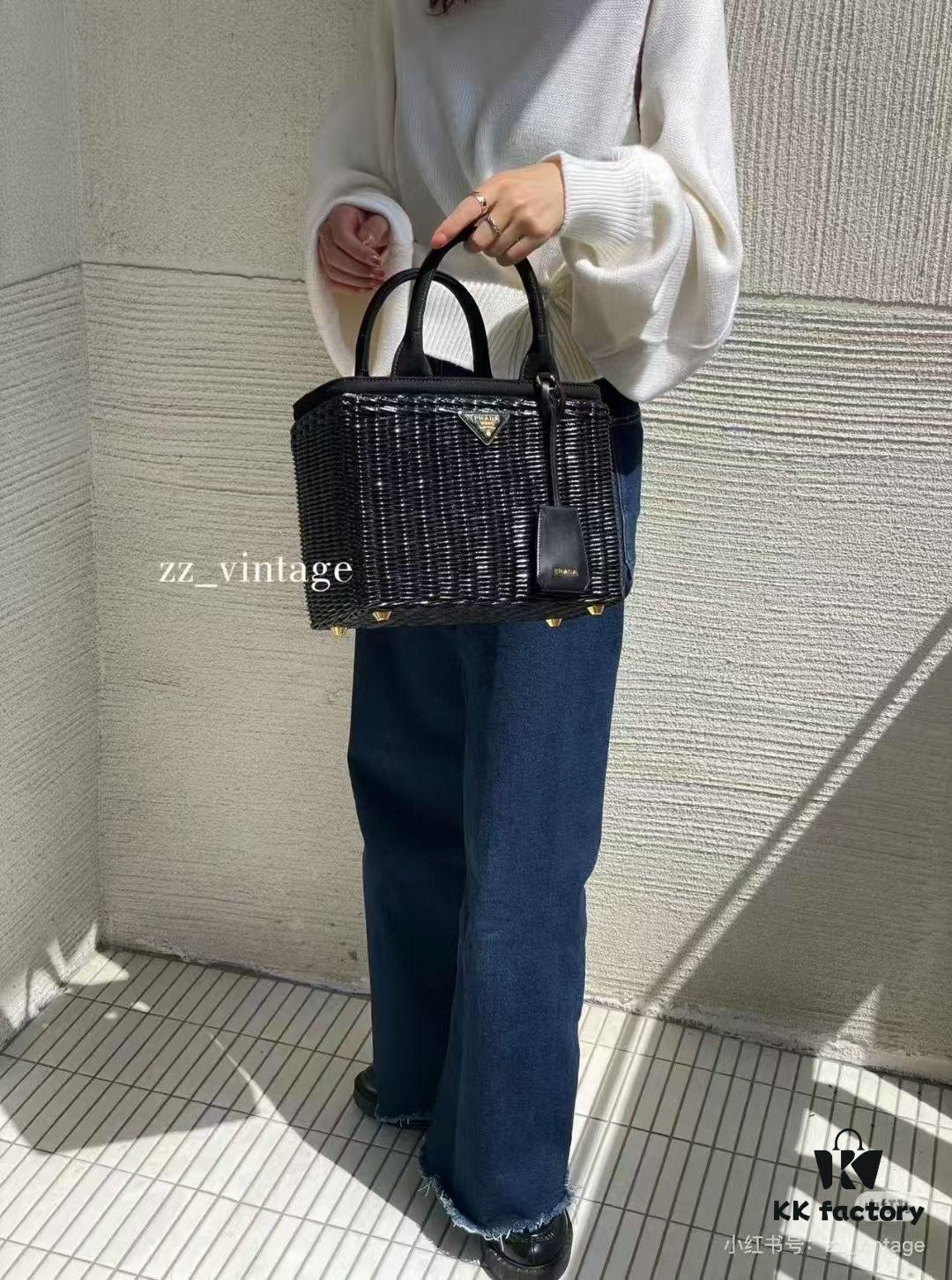 6930b66c6e68136f4d9ae02b Prada-Inspired Palm Leaf and Leather Woven Tote Bag – Vacation-Ready Fashion, Handheld or Shoulder Carry