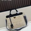 6930b6746e68136f4d9ae039 Prada-style Wicker Handbag, Palm Leaf and Cowhide Weave, High-end Designer Look, Adjustable Handle for Hand or Shoulder Carry