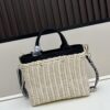 6930b6766e68136f4d9ae03c Prada-inspired Palm Leaf and Leather Woven Tote Bag – Vacation-Ready Fashion, Handheld or Shoulder Carry