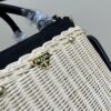 6930b6776e68136f4d9ae03e Prada-inspired Palm Leaf and Leather Woven Tote Bag – Vacation-Ready Fashion, Handheld or Shoulder Carry