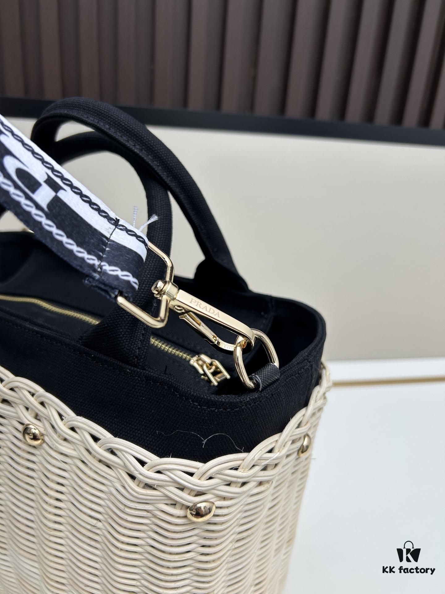 6930b6796e68136f4d9ae03f Prada-inspired Palm Leaf and Leather Woven Tote Bag – Vacation-Ready Fashion, Handheld or Shoulder Carry