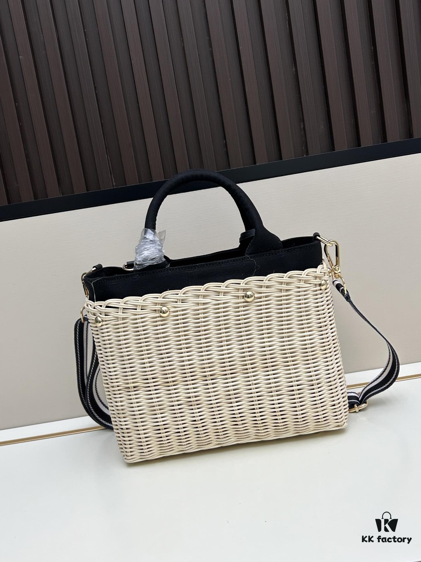 6930b6806e68136f4d9ae04a Prada-Inspired Wicker Basket Bag – Stylish Vacation Essential, Handwoven with Palm Leaf and Genuine Leather, Top-Quality Hardware, Classic Logo Design