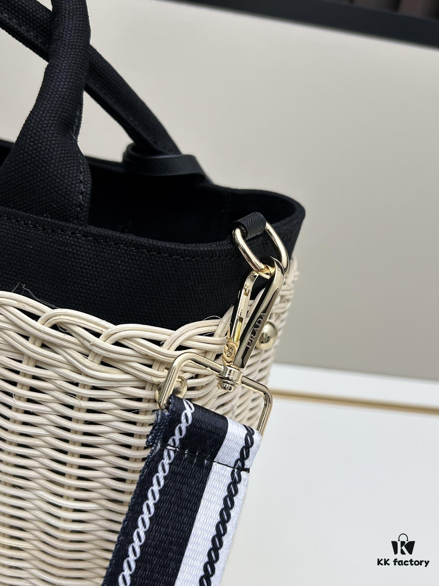 6930b6816e68136f4d9ae04d Prada-Inspired Wicker Basket Bag – Stylish Vacation Essential, Handwoven with Palm Leaf and Genuine Leather, Top-Quality Hardware, Classic Logo Design