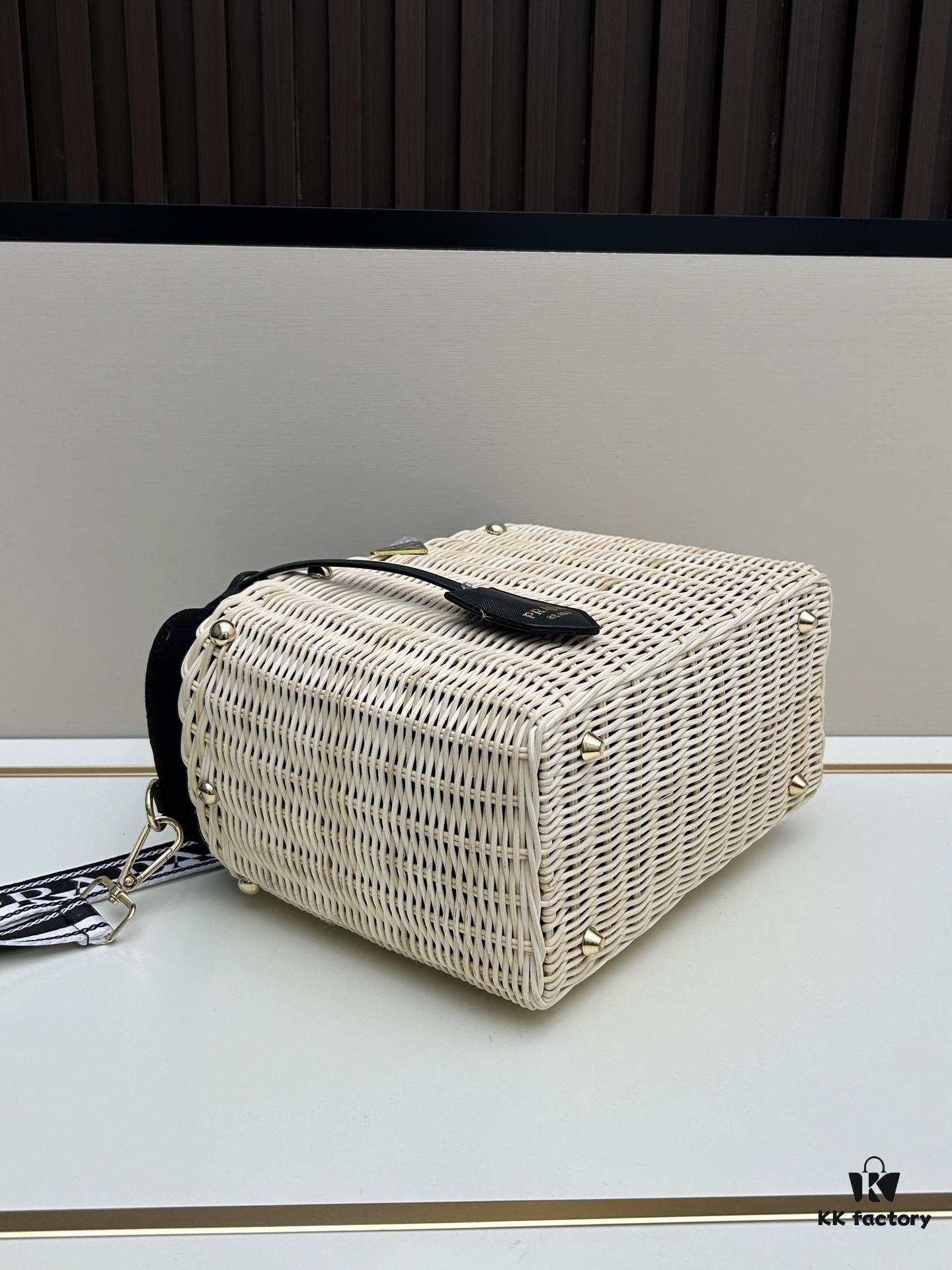 6930b6826e68136f4d9ae04f Prada-Inspired Wicker Basket Bag – Stylish Vacation Essential, Handwoven with Palm Leaf and Genuine Leather, Top-Quality Hardware, Classic Logo Design