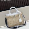 6930b68d6e68136f4d9ae05f Prada-style Wicker Handbag, Palm Leaf and Cowhide Weave, High-end Designer Look, Adjustable Handle for Hand or Shoulder Carry