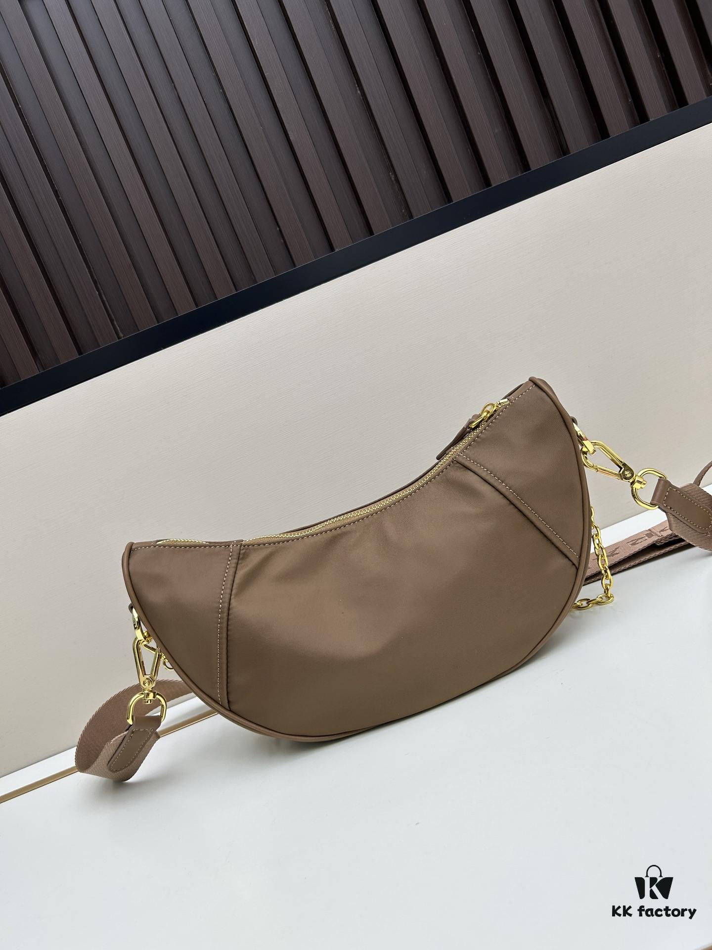 6930b6b26e68136f4d9ae09f PRADA Re-Nylon Crescent Bag with Box