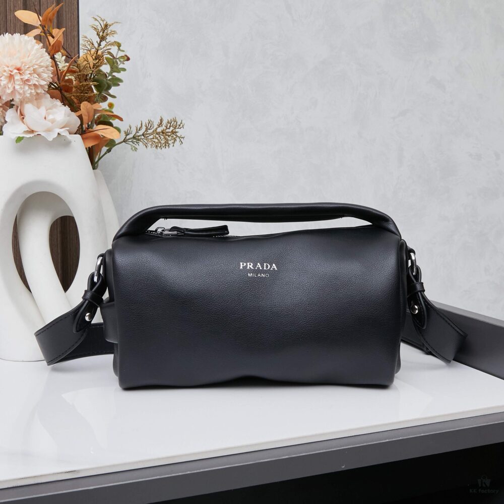 6930b6d26e68136f4d9ae0ce PRADA 25 Runway Unisex Aged Oil-Waxed Lambskin Boston Bag