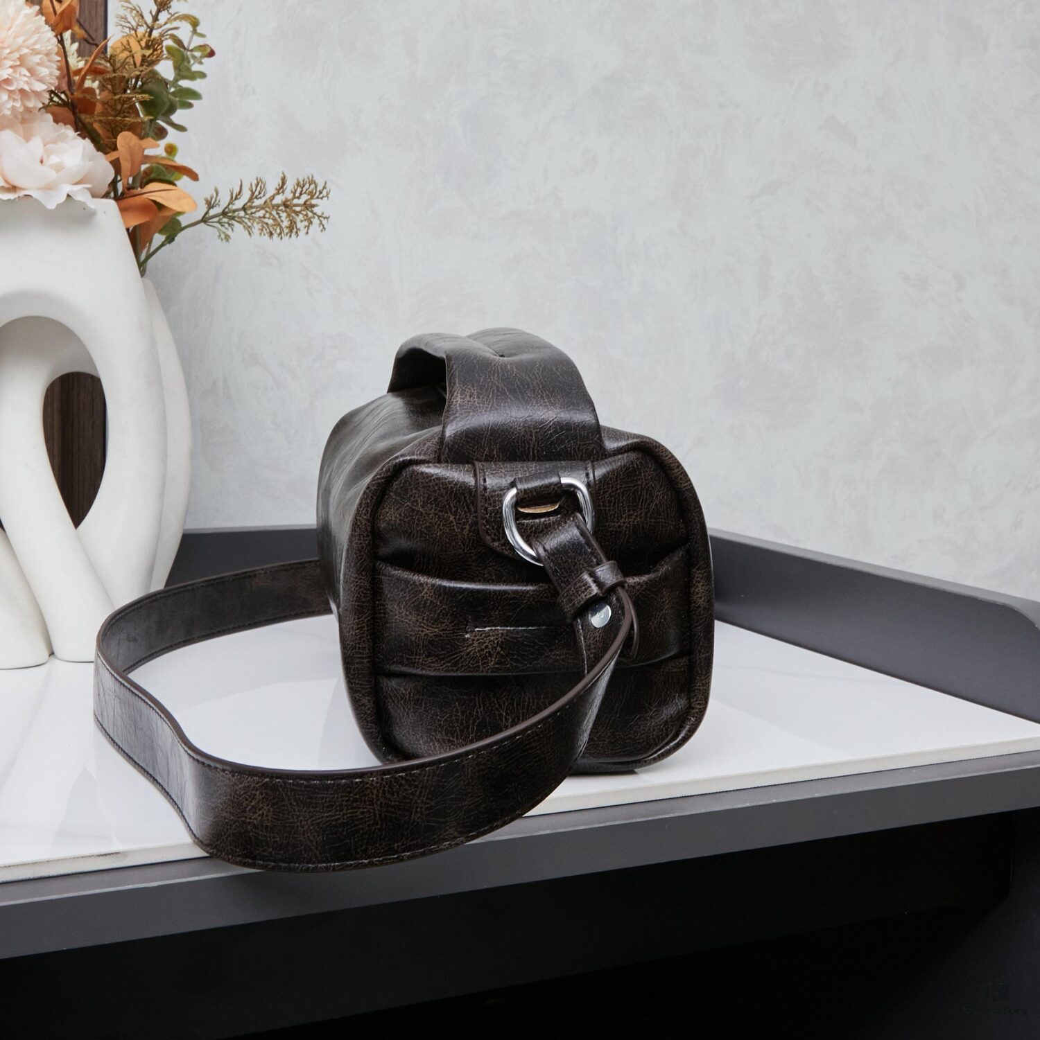 6930b6db6e68136f4d9ae0d9 PRADA 25 Runway Edition Unisex Distressed Wax Leather Boston Bag