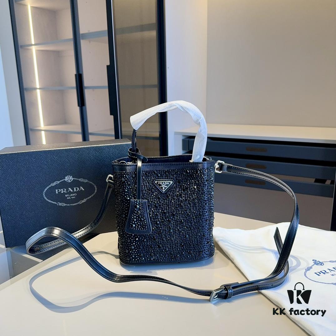 6930b7126e68136f4d9ae13a New Arrival - Upgraded Version, High-End Prada Limited Counter Bling Crystal Bucket Bag