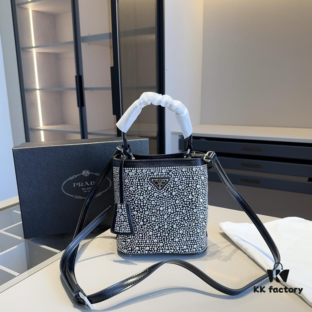 6930b7156e68136f4d9ae13d New Arrival - Upgraded Version, High-End Prada Limited Counter Bling Crystal Bucket Bag