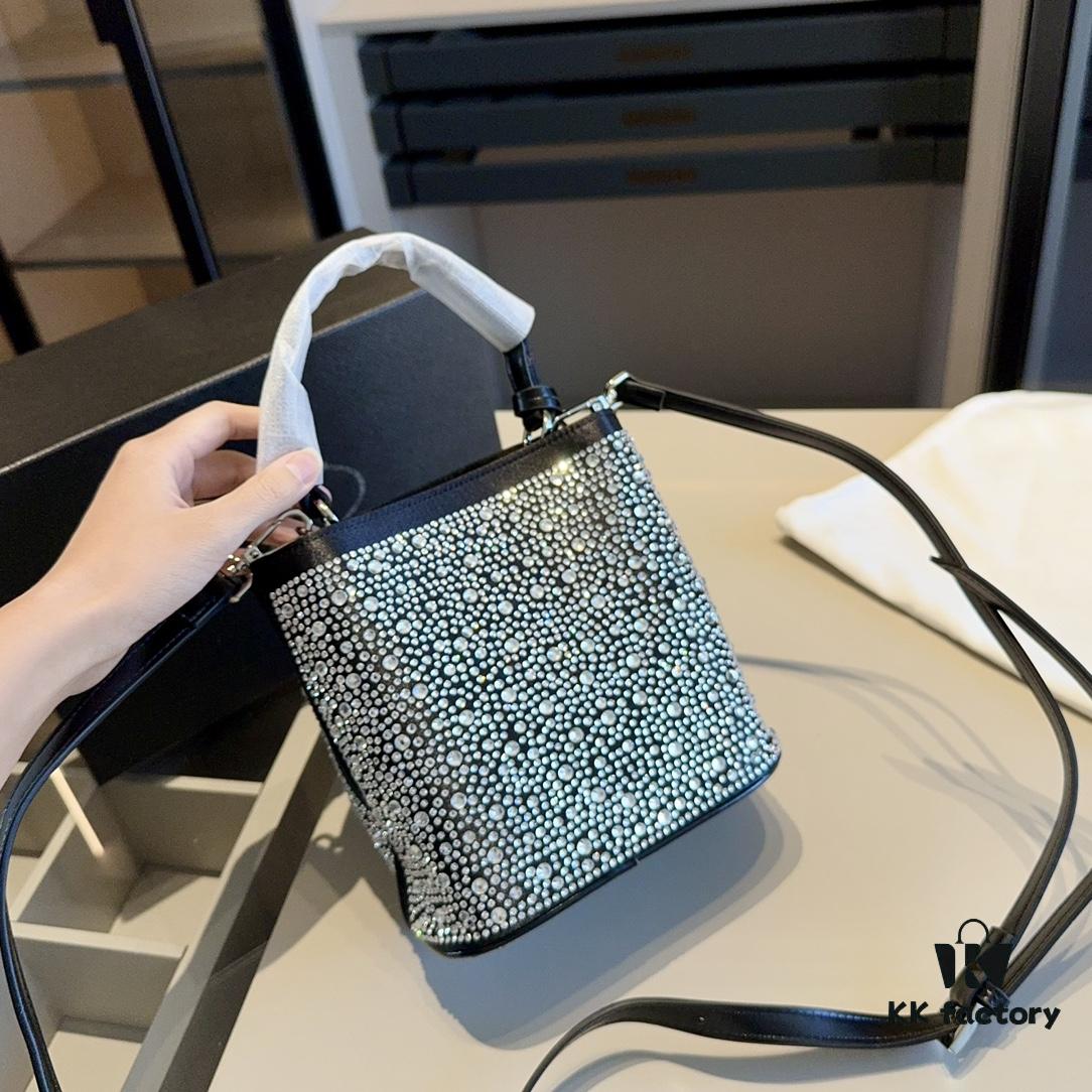 6930b7156e68136f4d9ae13f New Arrival - Upgraded Version, High-End Prada Limited Counter Bling Crystal Bucket Bag